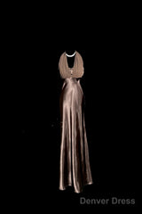 Retro Mermaid V Neckline Chiffon Brown Evening Dress Prom Dresses