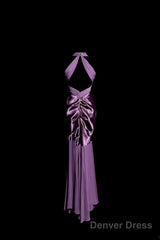 Retro Mermaid V Neckline Chiffon Grape Evening Dress Prom Dresses