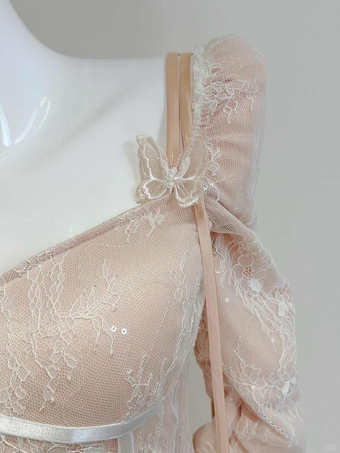 Retro Palace Nude Pink A-Line Long Lace Tulle Long Prom Dresses Evening Dresses