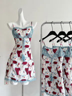 Retro Red White And Blue Contrast Print Slim Fit Mini Birthday Dresses Homecoming Dresses