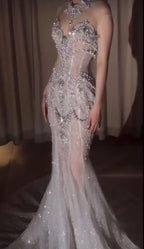 Retro Wedding Dress Mermaid Sweetheart Sequin Pearls Long White Wedding Dress Bride Dresses Bridal Gown