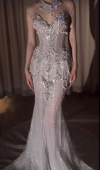 Retro Wedding Dress Mermaid Sweetheart Sequin Pearls Long White Wedding Dress Bride Dresses Bridal Gown