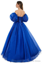 Roayl Blue Tulle Sequins Sweetheart Prom Dress Spaghetti Straps Prom Quinceanera Dresses