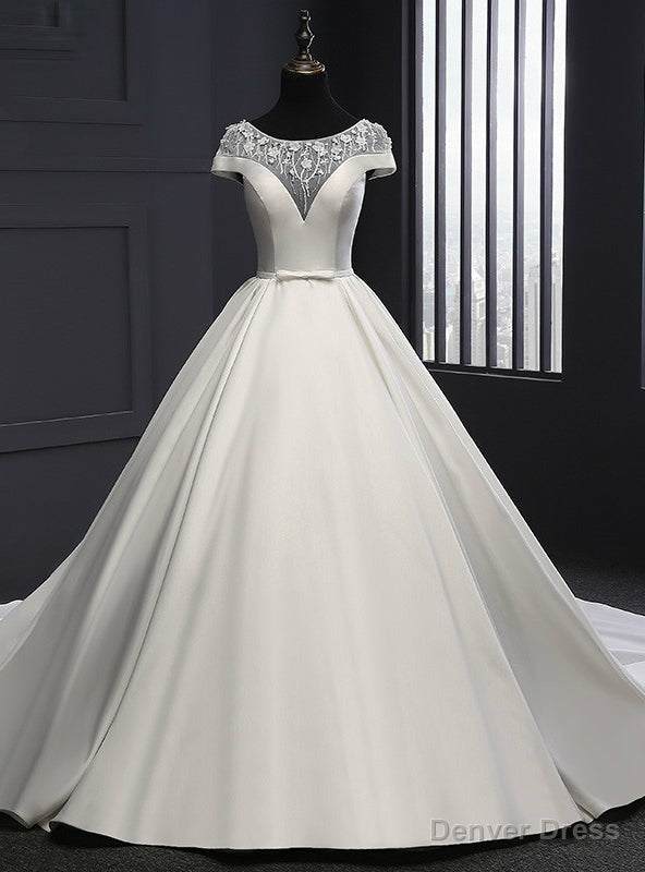 Romance Wedding Dress Scoop Neck Satin Wedding Dresses Main image