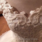 Romantic Lace Pearl Beaded Sweetheart Wedding Dresses Ball Gown