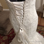 Romantic Sweetheart Bodice Corset Lace Mermaid Wedding Dresses With Ruffles Skirt