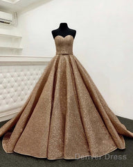 Rose Gold Quinceanera Dresses Sweetheart Sequin Ball Gown