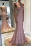 Rose Gold Sequins Halter Bridesmaid Dresses Long Mermaid Gowns