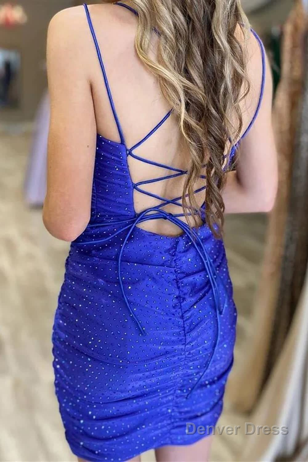 Rose Pink Lace Up Tight Homecoming Dresses