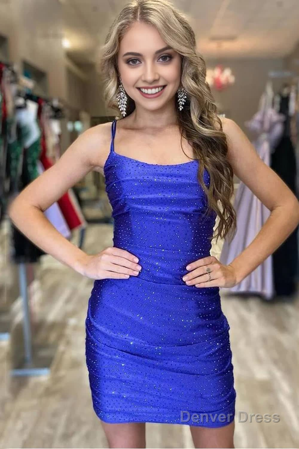 Rose Pink Lace Up Tight Homecoming Dresses
