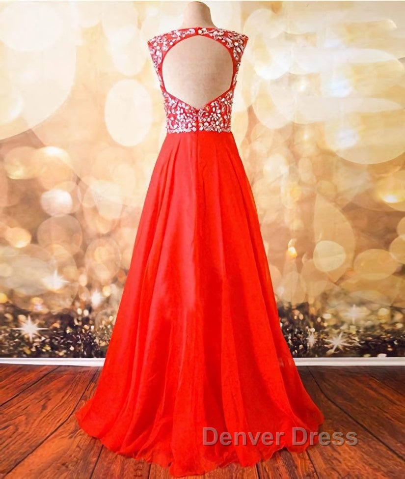 Round Neck Beaded Red Prom Dress, Red Prom Dress, Red Prom Dresses Secondary image