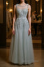 Round Neck Lace Prom Dress, Lace Prom Dresses