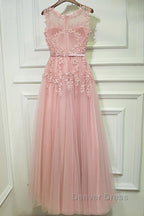 Round Neck Lace Prom Dress, Lace Prom Dresses