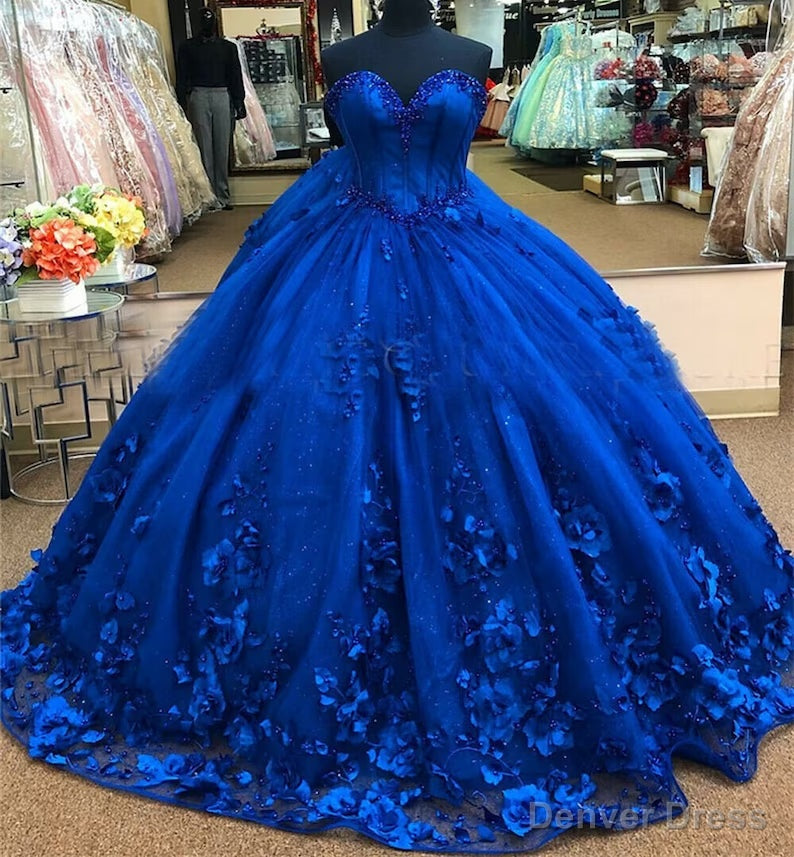 Royal Blue Ball Gowns Quinceanera Dresses With 3D Flowers Main image