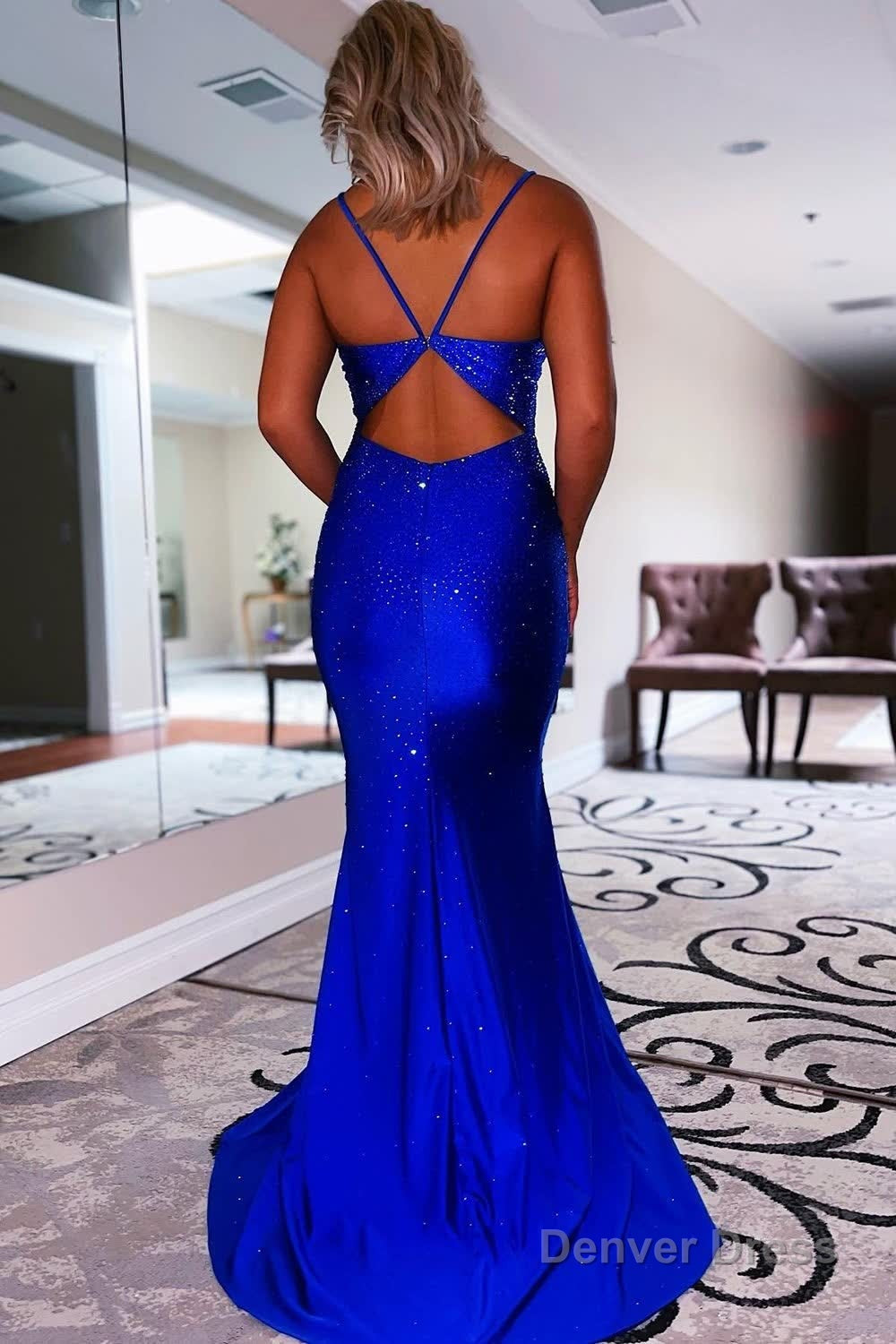 Royal Blue Beading Mermaid Prom Dresses