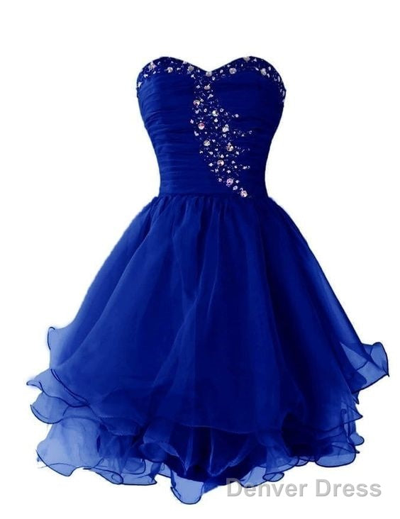 Royal Blue Beading Sweetheart Short Dress With Ruffles Homecoming Dresses