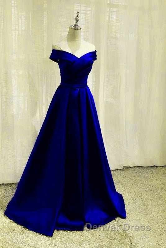 Royal Blue Bridesmaid Dresses Satin Off The Shoulder Secondary image