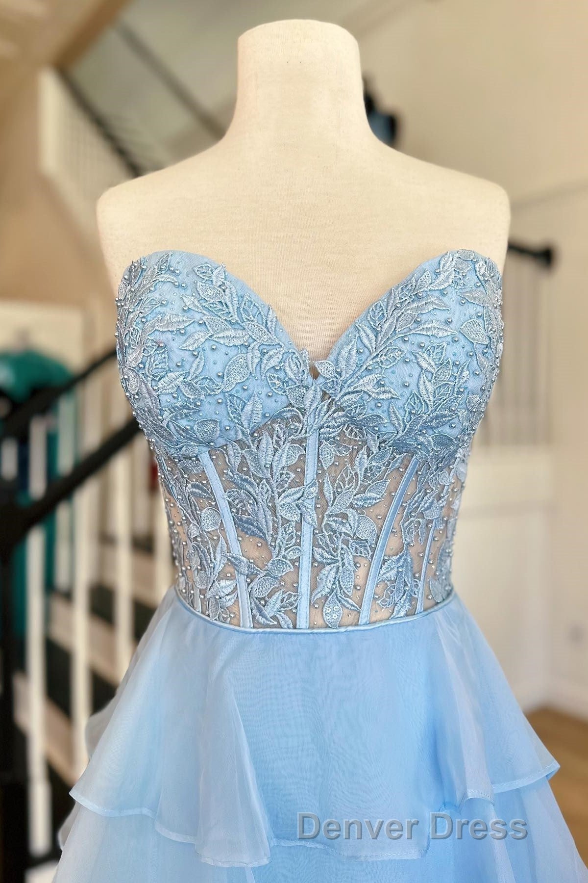 Royal Blue Chiffon Sweetheart Ruffle Tiered Long Prom Dresses