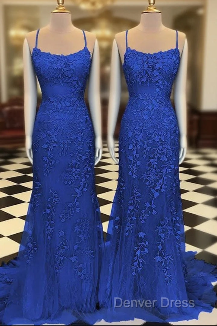 Royal Blue Formal Prom Dresses Sexy Long Lace Evening Dresses Uk Main image