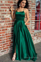 Royal Blue Halter Backless A Line Prom Dresses