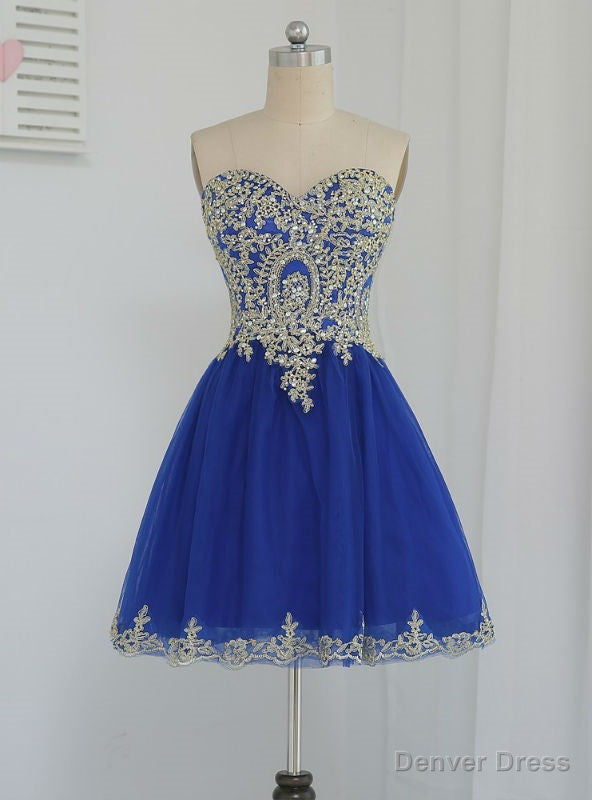 Royal Blue Homecoming Dresses A Line Sweetheart Short