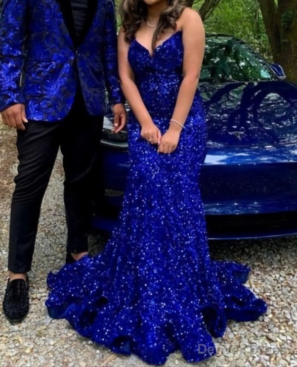 Royal Blue Long Sequin Prom Dress Main image