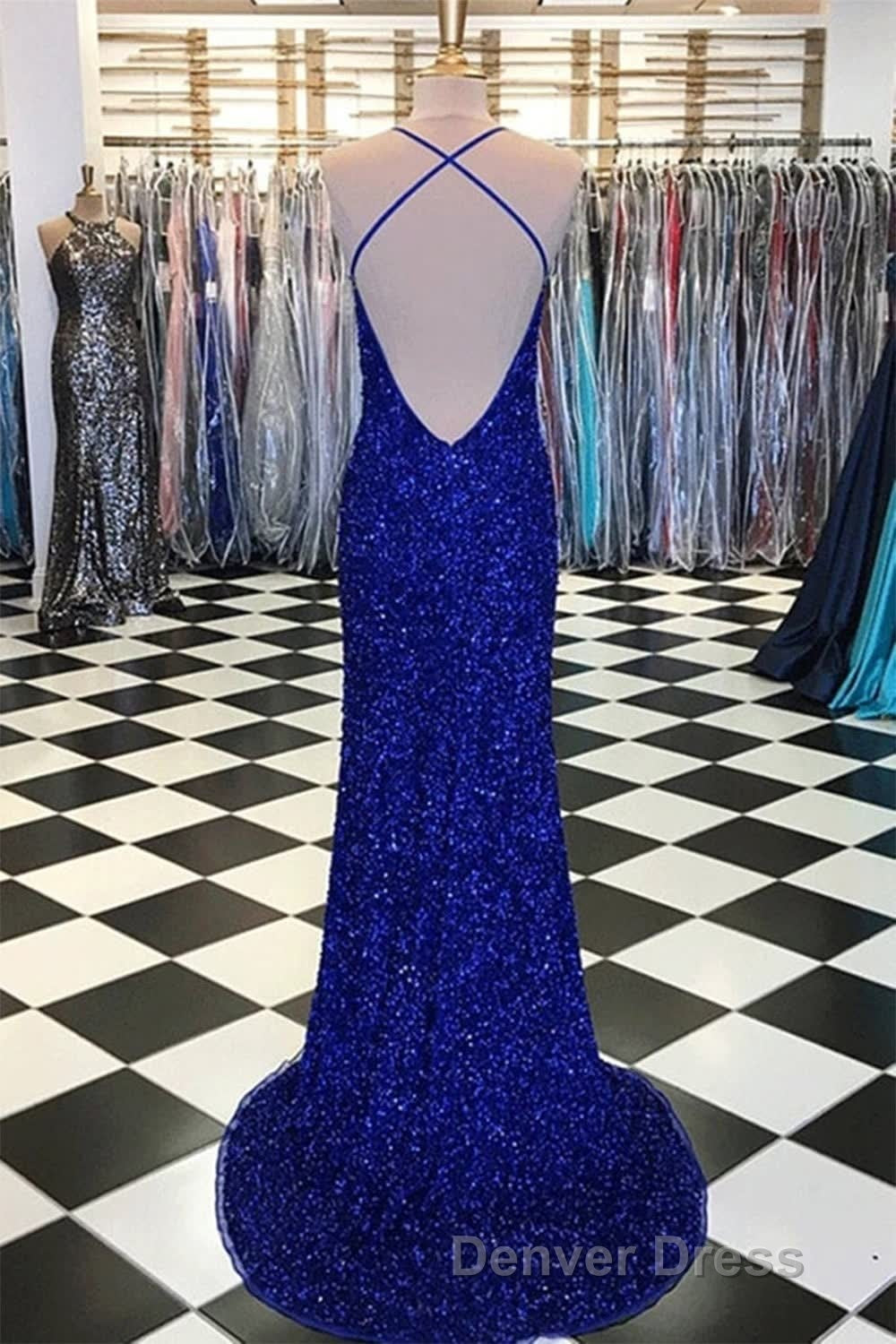Royal Blue Sequin Mermaid Prom Dresses Secondary image