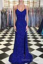 Royal Blue Sequin Mermaid Prom Dresses