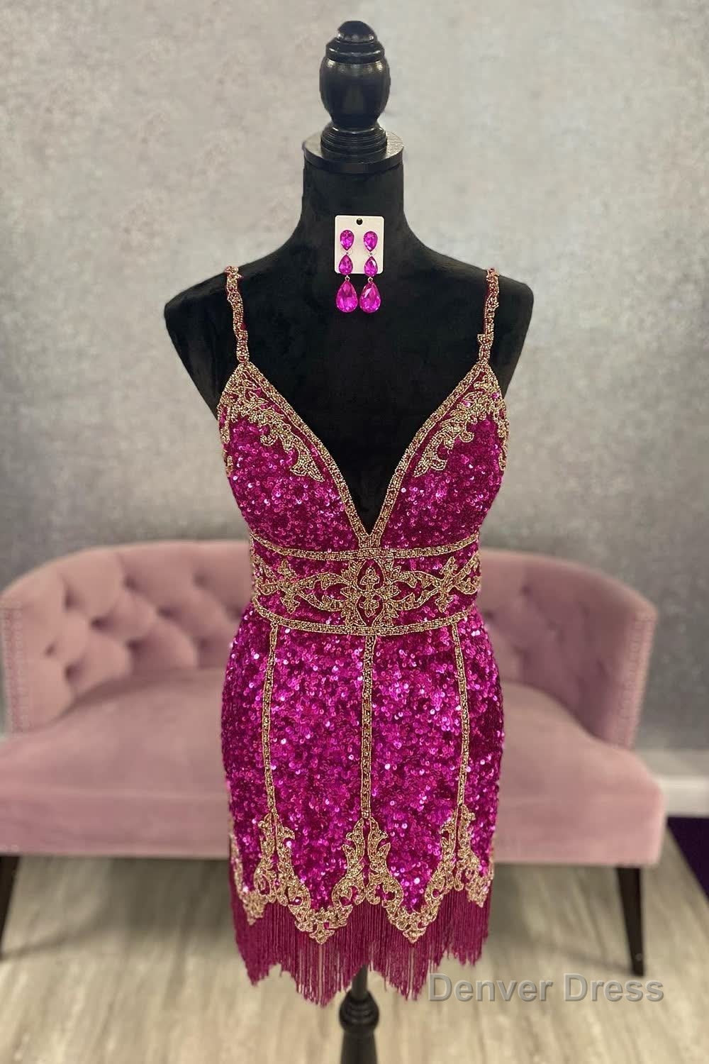 Royal Blue Sequined Homecoming Dresses With Fringes