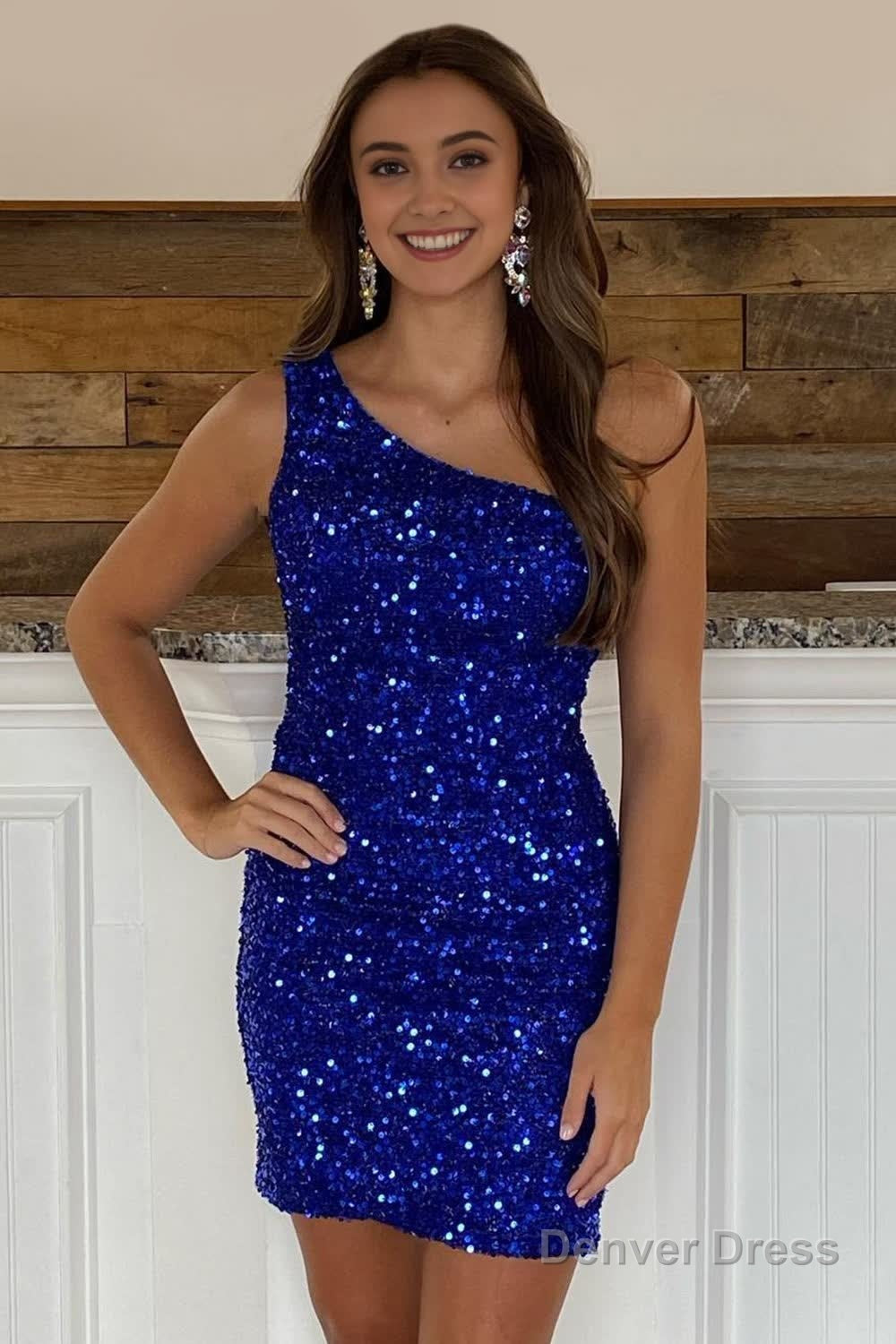 Royal Blue Sequins Tight Short Hoco Dress Main image