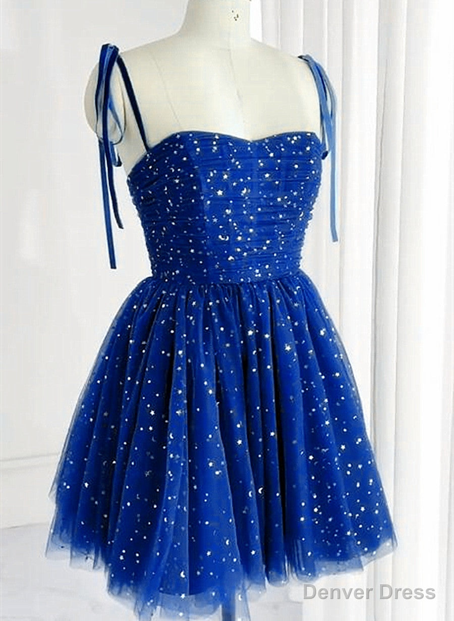 Royal Blue Sparkle Tulle Sweetheart Short Formal Dress, Blue Short Homecoming Dress Main image