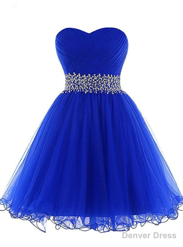 Royal Blue Sweetheart Pleats Beading Sequins Homecoming Dress