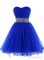 Royal Blue Sweetheart Pleats Beading Sequins Homecoming Dress
