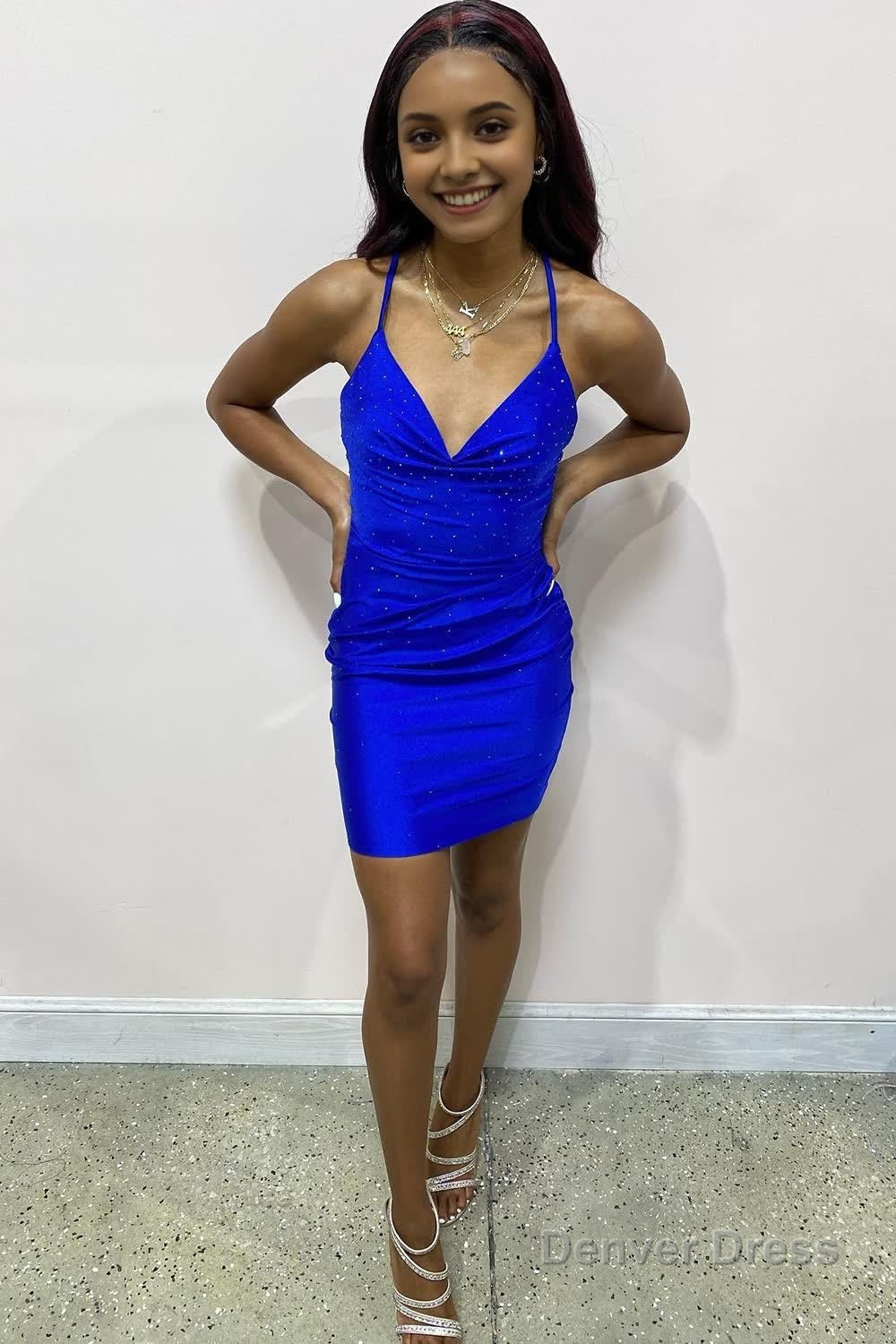 royal blue tight homecoming dress with sequins