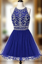 Royal Bule Tulle Homecoming Dresses  Short Prom Gowns
