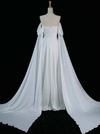 Royal Purple A-Line Off Shoulder Satin Long Prom Dress