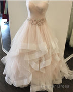 Ruched Sweetheart Ruffles Skirt Blush Pink Wedding Dresses Ball Gown