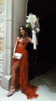 Rust Red Sweetheart High Low Tiered Prom Dresses