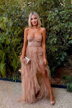 Rust Red Sweetheart High Low Tiered Prom Dresses