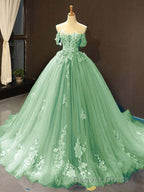 Princess Quinceanera Dresses Off The Shoulder Applique Sweet 16 Prom Gown