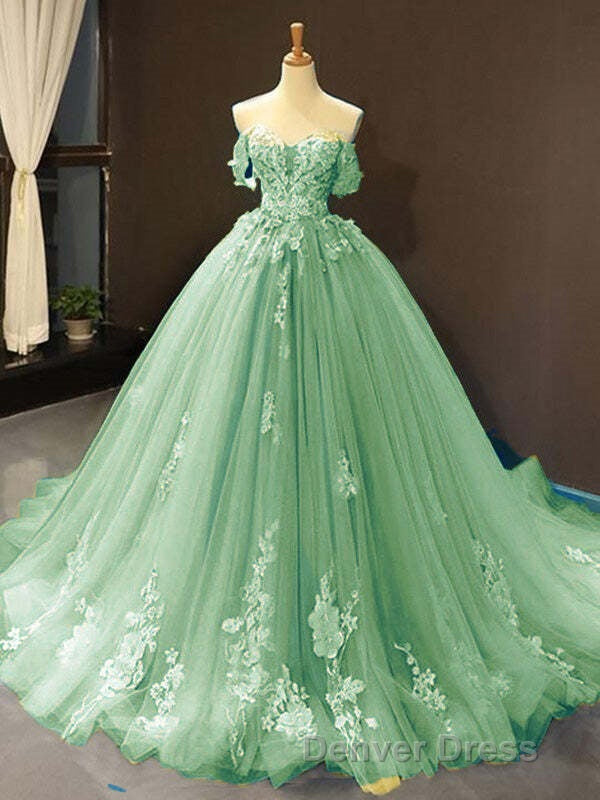 Princess Quinceanera Dresses Off The Shoulder Applique Sweet 16 Prom Gown