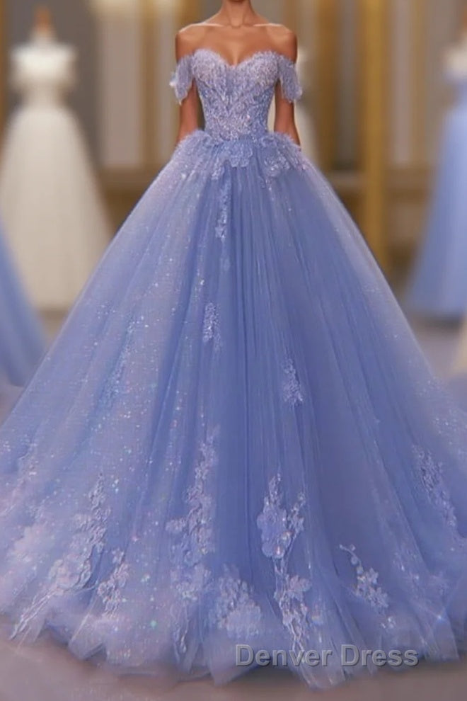 Princess Quinceanera Dresses Off The Shoulder Applique Sweet 16 Prom Gown