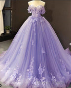 Princess Quinceanera Dresses Off The Shoulder Applique Sweet 16 Prom Gown