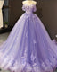 Princess Quinceanera Dresses Off The Shoulder Applique Sweet 16 Prom Gown