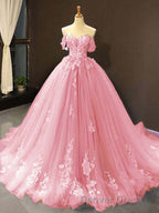 Princess Quinceanera Dresses Off The Shoulder Applique Sweet 16 Prom Gown