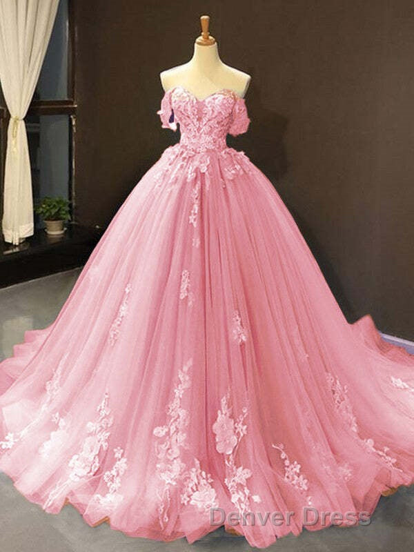Princess Quinceanera Dresses Off The Shoulder Applique Sweet 16 Prom Gown