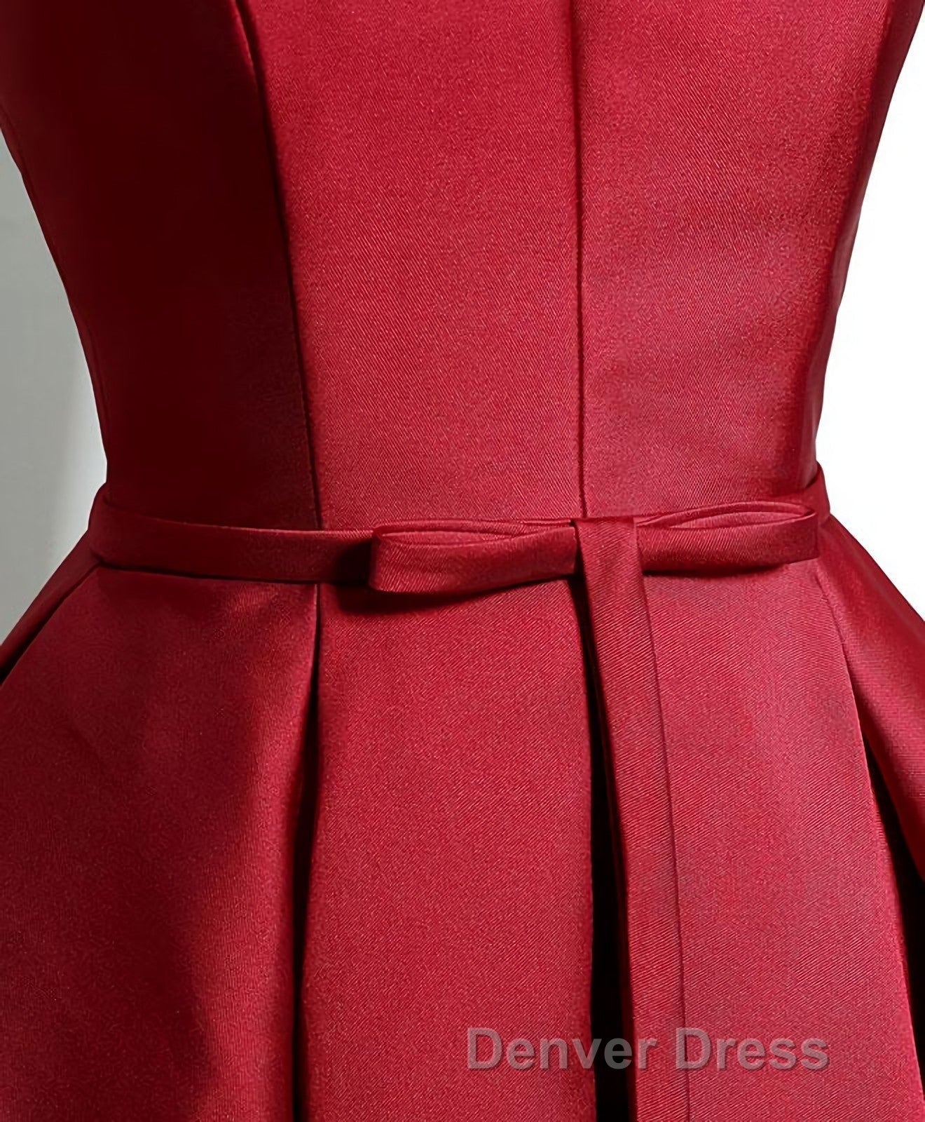 Simple Burgundy Satin V Neck Short Prom Dresses, Evening Dresses