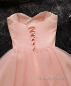 Pink A Line Sweetheart Neck Short Prom Dresses, Homecoming Dresses
