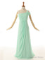 A Line One Shoulder Floor Length Mint Green Bridesmaid Dresses