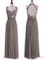 Elegant Halter A Line Floor Length Grey Bridesmaid Dresses
